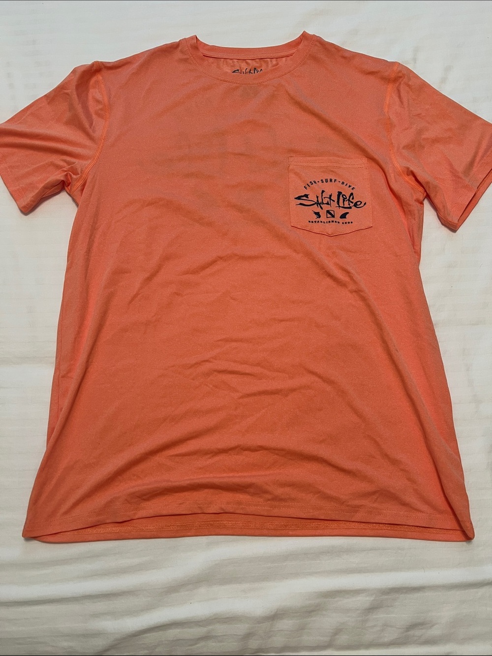 Salt Life Men's Coral-Orange Pocket Short Sleeve Tee